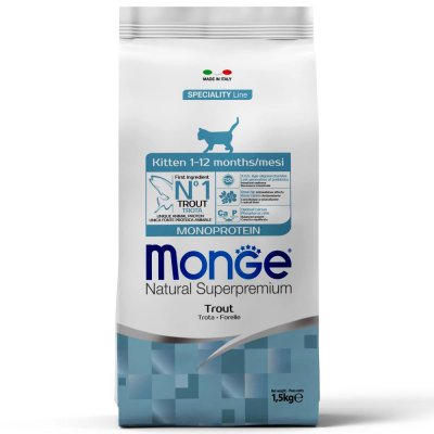 Monge Monoprotein Kitten Trout Сухой корм для котят, с форелью, 1,5 кг