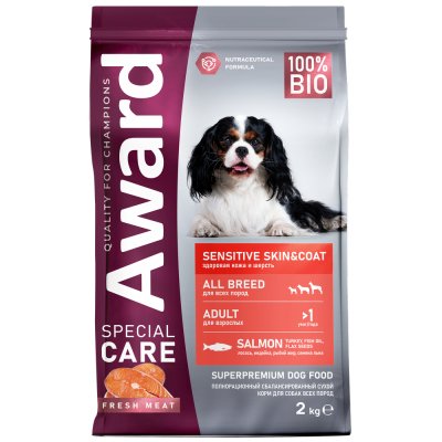 Корм для собак AWARD Special Care для здоровой кожи и шерсти, свежий лосось сух. 2кг