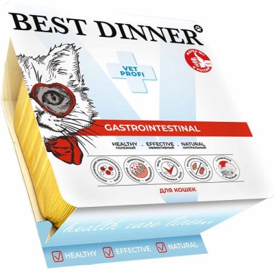 Корм для кошек Best Dinner Vet Profi Gastrointestinal паштет с индейкой ламист. 100г
