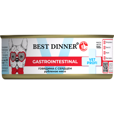Корм для собак Best Dinner Exclusive Vet Profi Gastro Intestinal при заб.ЖКТ, гов.с серд. банка 100г