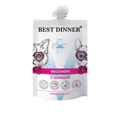 Корм для кошек и собак Best Dinner Exclusive Vet Profi Recovery при истощении с курицей пауч 85г