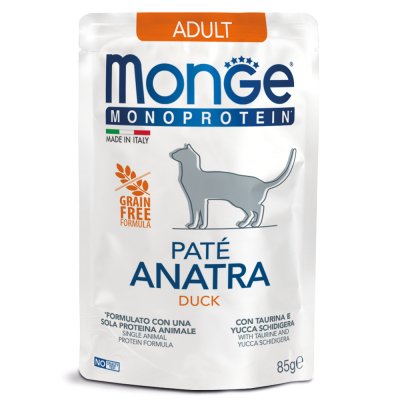 Корм для кошек Monge Cat Monoprotein из утки, пауч 85г