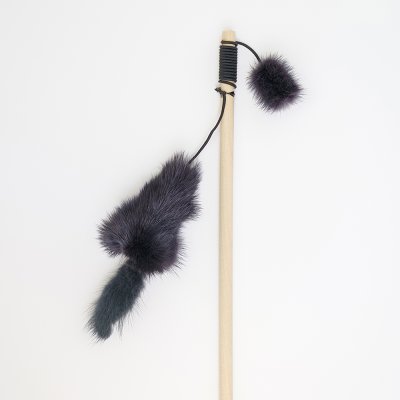 Pet hobby Игрушка-дразнилка звенящая для кошек Мышка-простушка, игрушка 12х3 см, палка 50 см