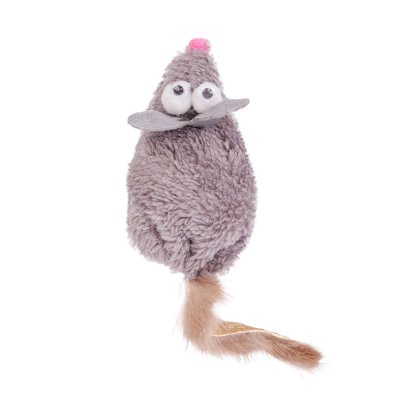 Pet hobby Игрушка из натуральной норки для кошек Мышь с хвостом, 14 см, серая