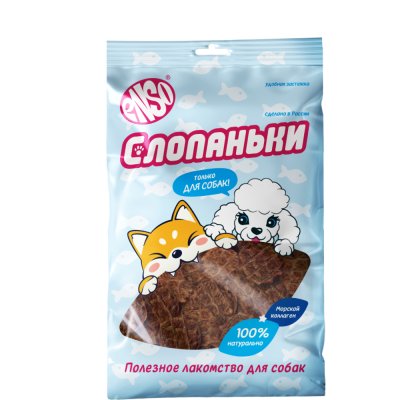 ENSO Лакомство Слопаньки чипсы из дикого лосося с яблоком для собак, 40 гр.