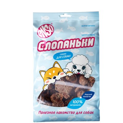 ENSO Лакомство Слопаньки чипсы из дикого лосося кальцинированные для собак, 40 гр.