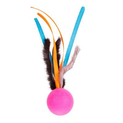 Pet hobby Игрушка с норкой и лентами для кошек Мячик Нарисуй для кота, 18х4х4 см, лента 14 см