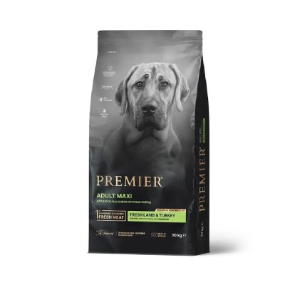 Корм для собак PREMIER Dog для крупных пород, свежее мясо ягненка с индейкой сух. 10кг
