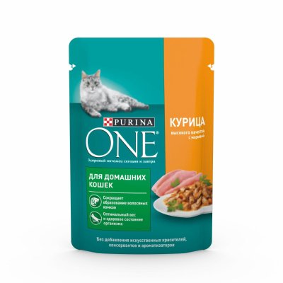 Консервы, паучи Purina ONE "Упаковка 26шт" паучи для домашних кошек с курицей и морковью (26 шт)