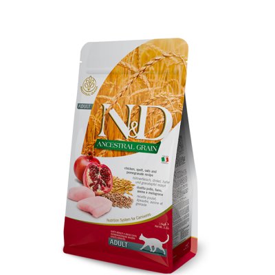 Farmina N&D Ancestral Grain Сухой корм для взрослых котов и кошек, курица, спельта, овес и гранат, 1,5 кг