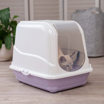 MP Bergamo Туалет закрытый для кошек Оливер, 46х35х37,5 см, лиловый