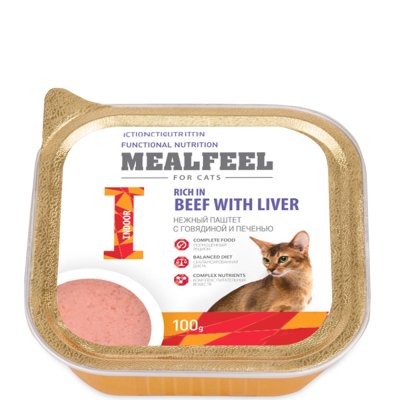 Mealfeel Junior Влажный корм (ламистер) для кошек, с говядиной и печенью, 100 гр.