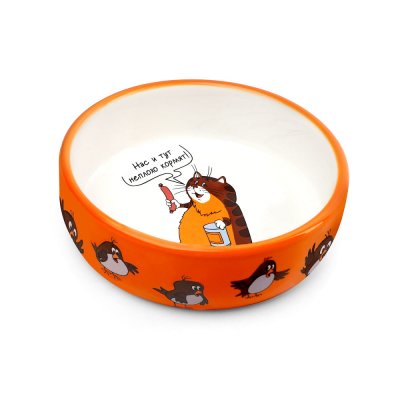 Миска для животных TRIOL СМФ Кеша "Сытый кот" керамическая 350мл