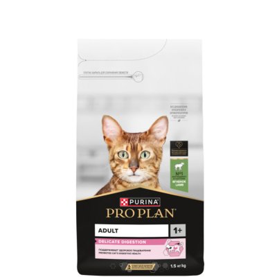 ProPlan Delicate сухой корм для взрослых кошек при чувствительном пищеварении с ягненком, 1,5 кг