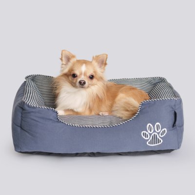 Petmax Лежак с полосками для кошек и собак мелких пород, 50х40х18 см, синий