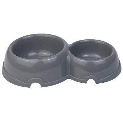 Миски Yami Yami миски Двойная круглая миска для кошек пластиковая, серая (150 и 250 мл)