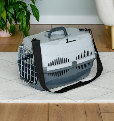 Переноски Yami Yami транспортировка Переноска для животных "Спутник" с наплечным ремнем, серый (44х29х27,5 см)