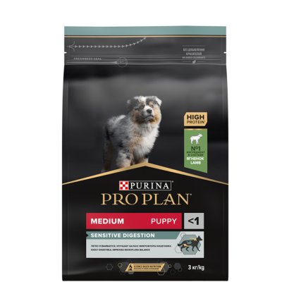 ProPlan Sensitive Digestion Сухой корм для щенков средних пород с чувствительным пищеварением, с высоким содержанием ягненка, 3 кг
