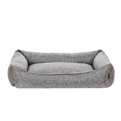 RURRI Лежак Рогожка для кошек и собак крупных пород со съемным чехлом 100х80см, серый