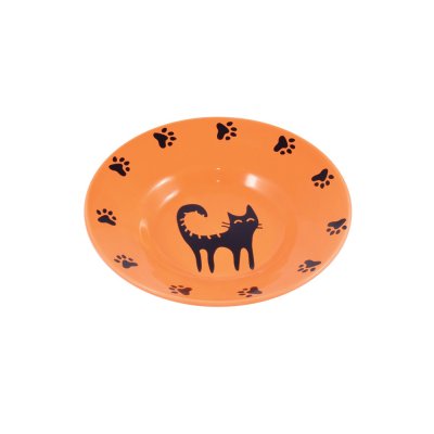 Блюдце для кошек Mr.Kranch керамическое оранжевое 140мл