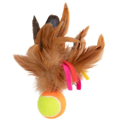 Игрушка для кошек GIGWI Catch & Scratch Мячик с перьями 6см