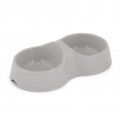 Альтернатива Миска двойная для кошек, 200 мл, серый