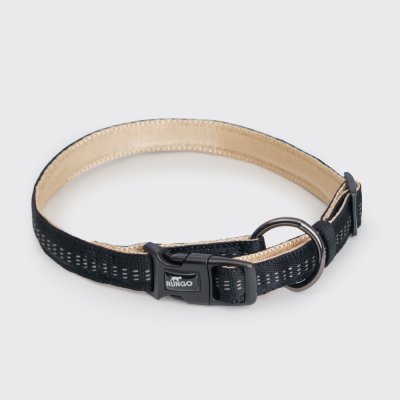 Rungo Ошейник для собак Downtown, обхват шеи 30-45 см, ширина 1,5 см, черный с бежевым