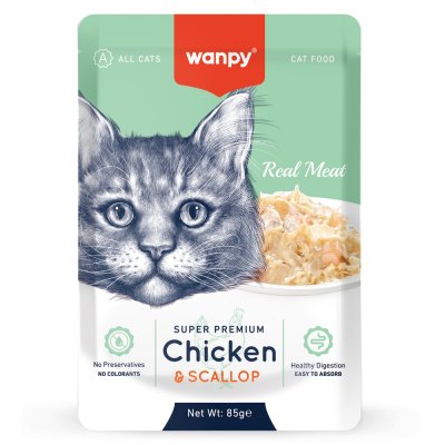 Корм для кошек WANPY Cat курица с гребешком пауч 85г