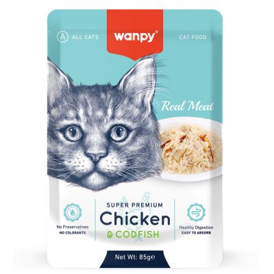 Корм для кошек WANPY Cat курица с треской пауч 85г