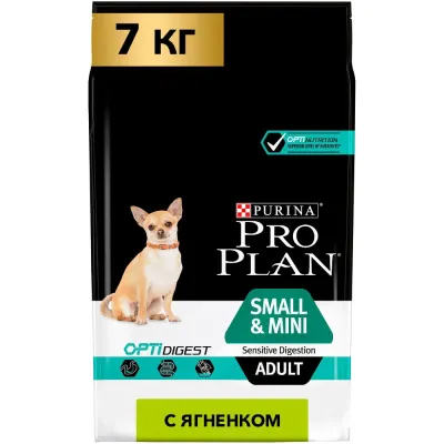 ProPlan Sensitive Digestion Сухой корм для взрослых собак для мелких и карликовых пород с чувствительным пищеварением, с высоким содержанием ягненка, 7 кг
