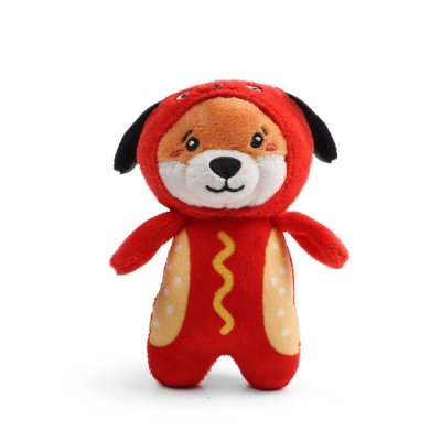 GiGwi Игрушка мягкая для собак Лисичка в костюме хот-дога с пищалкой, 12,5x7x6 cм