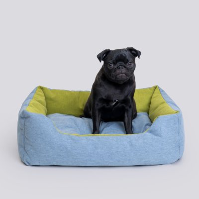 RURRI Лежак прямоугольный для кошек и собак мелких и средних пород, 70х60х21 см, серый с зеленым