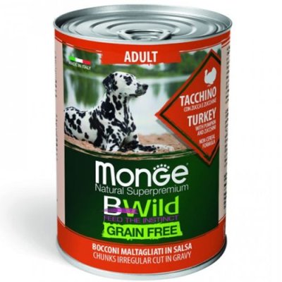 Корм для собак Monge Dog BWild Grain Free индейка с тыквой и кабачками банка 400г