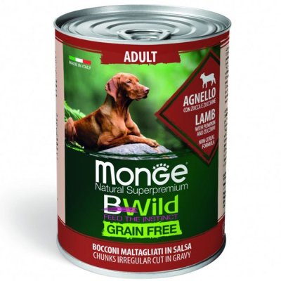 Корм для собак Monge Dog BWild Grain Free ягненок с тыквой и кабачками банка 400г