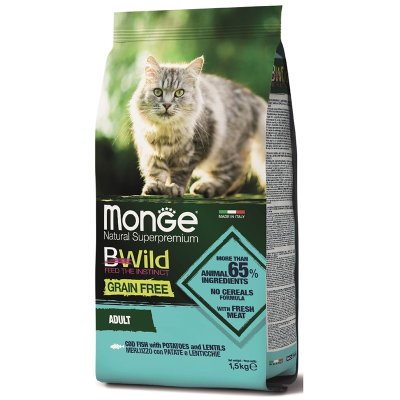 Корм для кошек Monge Cat BWild Grain Free треска сух. 1,5кг