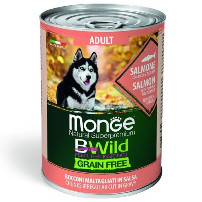 Корм для собак Monge Dog BWild Grain Free лосось с тыквой и кабачками банка 400г