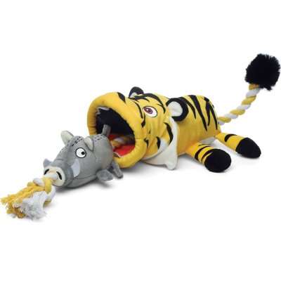 GiGwi Игрушка для собак Тигр с кабаном на веревке, 53 см