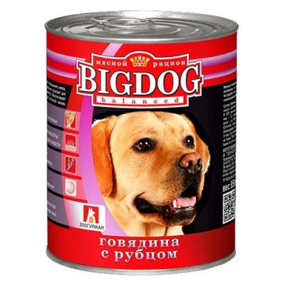 Корм для собак Зоогурман Big Dog Говядина с рубцом банка 850г
