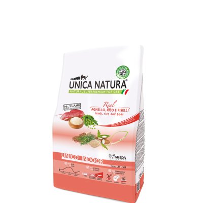 UNICA Natura Indoor Сухой корм для кошек, с ягненком, рисом и горохом, 350 гр.