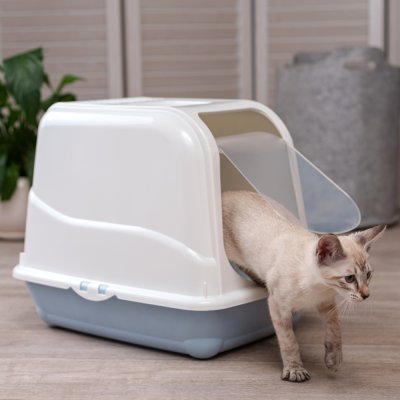 MP Bergamo Туалет закрытый для кошек Оливер, 46х35х37,5 см, голубой