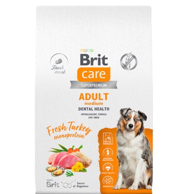 Brit Care Adult Сухой корм для собак средних пород, с индейкой, 12 кг