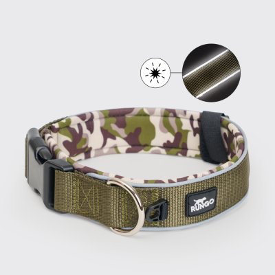 Rungo Ошейник для собак Extreme, XL, обхват шеи 52-61 см, ширина 2,5 (3,5) см, зеленый камуфляж
