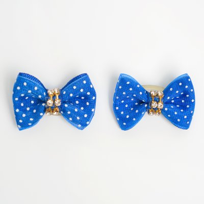 Petmax Бантики-заколки в горошек для собак, 3,5х2 см, синий, 2 шт.