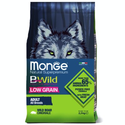 Корм для собак Monge Dog BWild Low Grain мясо дикого кабана сух. 2,5кг