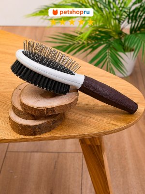 Груминг, косметика PETSHOP Щетка расческа двусторонняя для для кошек и собак "Багира", 23x7 см (160 г)