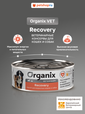 Холистики Organix vet (вет. консервы) RECOVERY влажный диетический корм для взрослых кошек и собак при анорексии, в период выздоровления и послеоперационного восстановления, 100 г (1 х 100 г)
