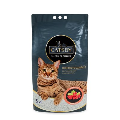Наполнитель для кошачьего туалета CATSBY Barberry комкующийся минеральный 5л