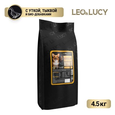 Корм для собак LEO&LUCY для пожилых, утка с тыквой и биодобавками сух. 4,5кг