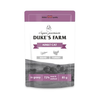Корм для кошек DUKE'S FARM кальмар, индейка в соусе пауч 85г