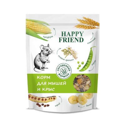 Корм для грызунов HAPPY FRIEND для мышей и крыс 500г